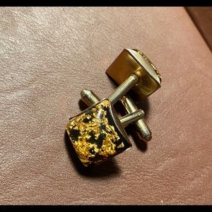 Vintage Square Gold & Black Cufflinks